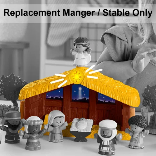 Vista 5 de Pieza de repuesto para el juego de pesebre Fisher-Price Little People – HMX70 ~ Manger/Stable ~ Reproduce música cuando se presiona y la estrella se