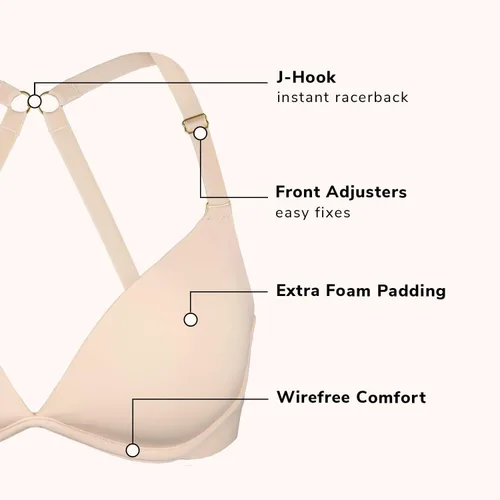 Vista 3 de LIVELY Deep V - Brasier push up inalámbrico para mujer Brasier de cobertura completa sin aros Acolchado de espuma extra