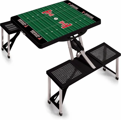 Vista 56 de PICNIC TIME NCAA North Carolina Tar Heels Folding Picnic Table - Camping Table - Outdoor Table with Umbrella Hole Negro