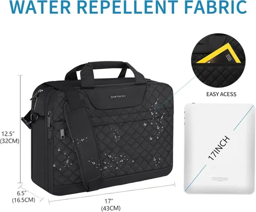 Vista 3 de EMPSIGN - Bolsa para laptop de 17.3 pulgadas, maletín de gran capacidad y expansible para viajes, para mujeres y hombres, bolsa de negocios