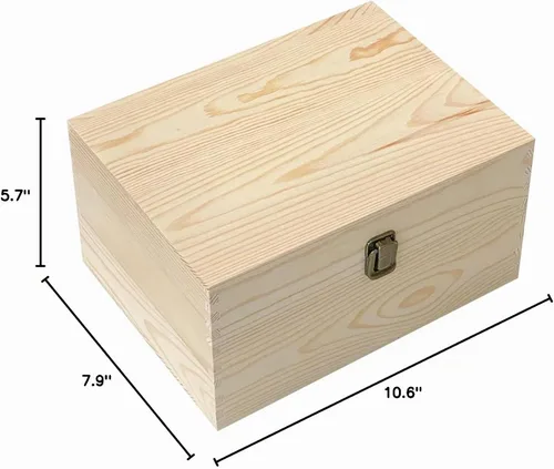 Vista 4 de Cregugua 1 caja de madera sin terminar con tapa, caja de almacenamiento de madera para proyectos de arte de bricolaje