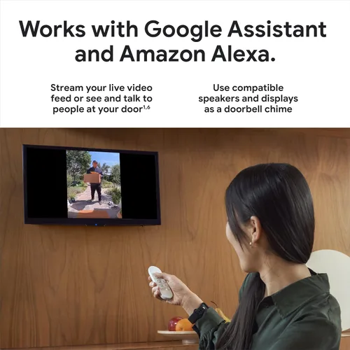 Vista 5 de Google Nest Doorbell (Cable, 2ª generación) - Cámara de timbre de video con cable - Cámara de seguridad para timbre de puerta - Nieve