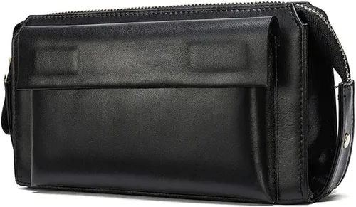 Vista 4 de WYFDP - Cartera larga de cuero para hombre, grande, portátil, tarjetero