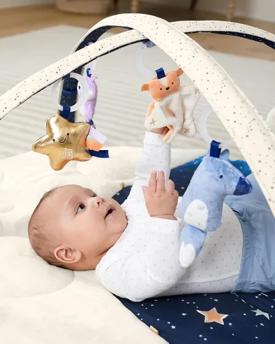 Vista 2 de Skip Hop Alfombrilla para el tiempo de barriga, 3 en 1, para actividades para bebés, edad 0-2 años, sueños celestiales, gris