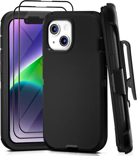 Vista 49 de Funda para iPhone 13 con 2 protectores de pantalla, resistente de grado militar, funda de cuerpo completo para hombres y mujeres (aguamarina + rosa)