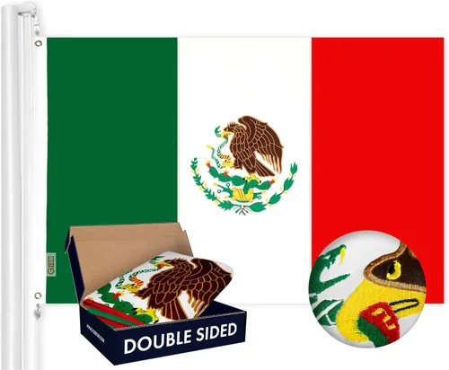 Vista 9 de G128 Bandera argentina 3 x 5 pies Serie doble ToughWeave Poliéster 210D bordado de doble cara Bandera de país, diseño bordado