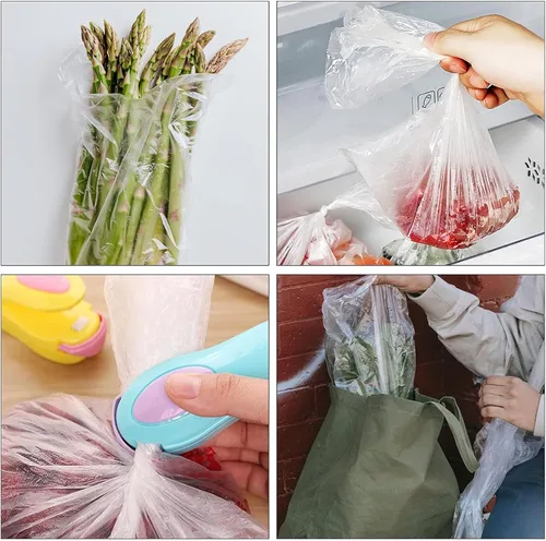 Vista 6 de FUNSUEI 1000 bolsas de plástico de 10 x 14 pulgadas, rollos de bolsas de plástico transparente para pan, frutas, verduras, 1 rollo/500 bolsas