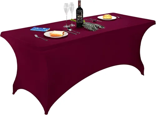 Vista 55 de FORLIFE - Funda de mesa de elastano, mantel ajustado de 4 pies para mesas rectangulares, funda elástica para patio, universal para bodas, banquetes