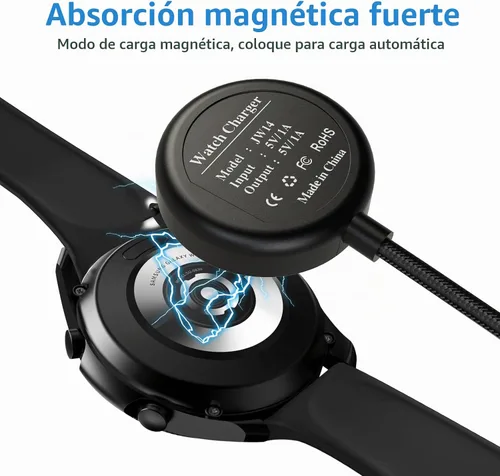 Vista 5 de Cargador USB C compatible con Samsung Galaxy Watch 7/6/6 Classic/5/5 Pro/4/4 Classic/3/Active 2, cable cargador de nailon Galaxy Watch