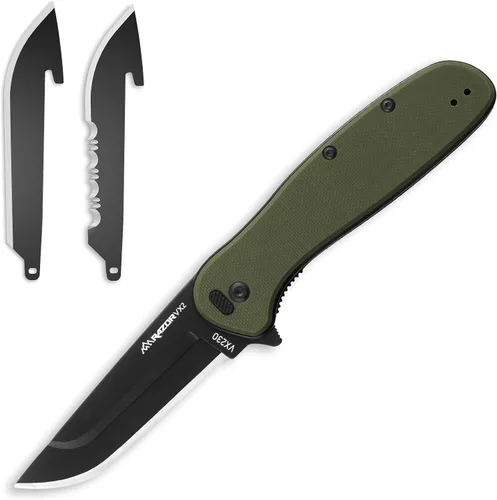 Vista 9 de OUTDOOR EDGE RAZOR VX2 Cuchillo de bolsillo plegable EDC de hoja reemplazable Hoja de acero inoxidable de 3 pulgadas, mango G10 negro, clip