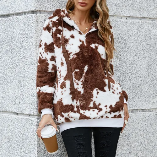 Vista 68 de Century Star Sudadera deportiva mullida de vellón con capucha para mujer de talla extragrande con bolsillos