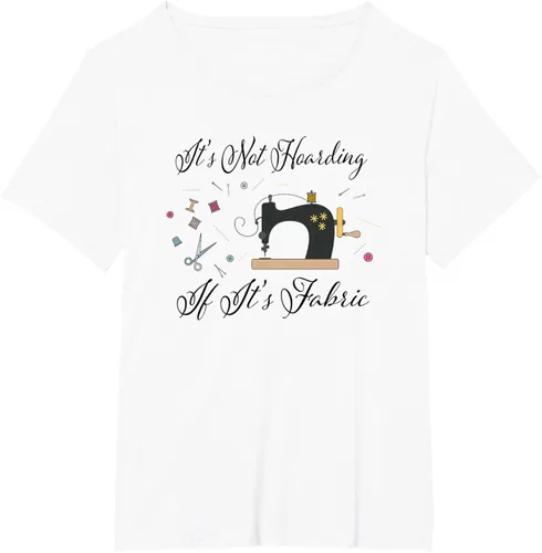 Vista 95 de It's Not Hoarding If Its - Camiseta de costura para acolchado, Blanco, S