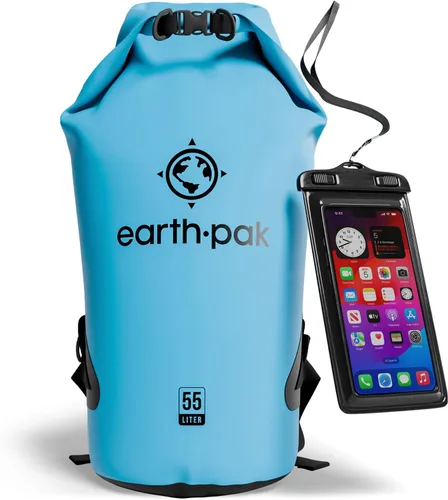 Vista 53 de Earth Pak Bolsa Seca Impermeable - Mochila Impermeable de Cierre Enrollable Superior Mantiene el Equipo Seco para Kayak con Funda Impermeable
