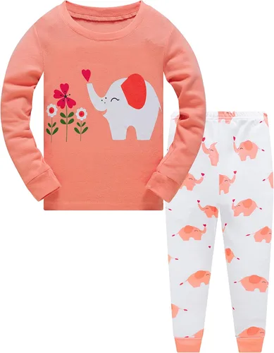 Vista 20 de Popshion Pijamas de sirena para niñas pequeñas, juego de 2 piezas, ropa de dormir 100% algodón, ropa para niños, pijamas estilo mariquita