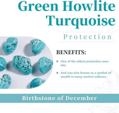Vista 2 de rockcloud Piedras pulidas irregulares de howlita verde turquesa de 1/2 Ib para Wicca, Reiki y cristal curativo energético, decoración del hogar