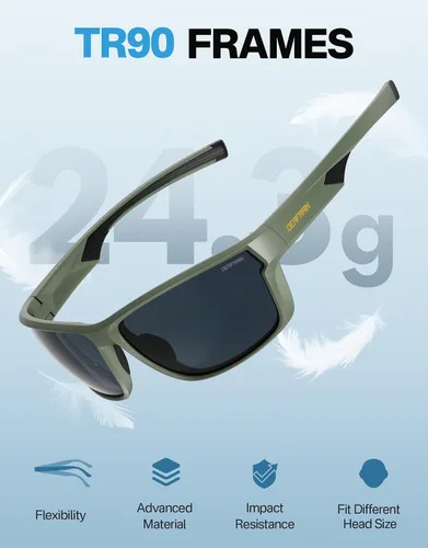 Vista 3 de DEAFRAIN Lentes de sol deportivos polarizados para hombres y mujeres, ideales para correr, pescar, conducir, marco irrompible con protección UV