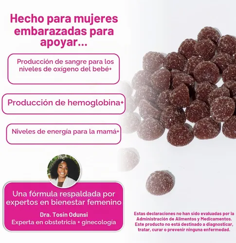 Vista 3 de Pink Stork Gomitas de suplemento de hierro prenatal para mujeres, 20 mg, 60