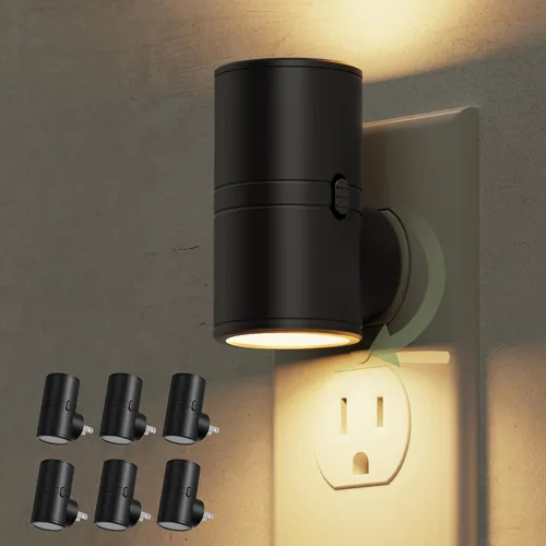 Vista 12 de L LOHAS LED Luz nocturna con sensor de movimiento, mini luces nocturnas activadas por movimiento, enchufar a la pared, luz giratoria con sensor