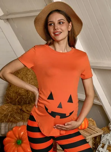 Vista 3 de Spadehill Camisa de manga corta divertida de maternidad de Halloween para mujer