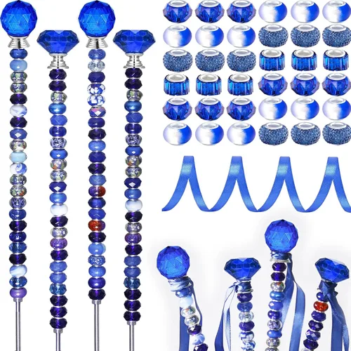 Vista 11 de 300 piezas de estacas de jardín DIY Kit de varitas de hadas de jardín, coloridas con agujero grande, perla de cristal de diamante, tapón superior