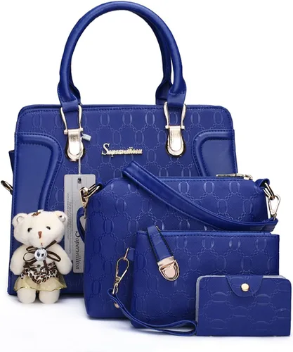 Vista 21 de Bolsos de mano de moda para mujer, bolsa de hombro, asa superior, bolsa de mano, juego de 4 piezas