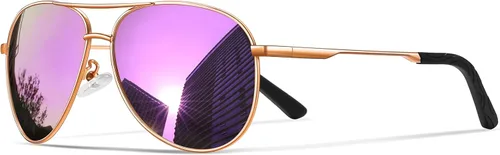 Vista 34 de Gafas de sol polarizadas aviador para hombre y mujer Marco A1-Negro Lente Gris