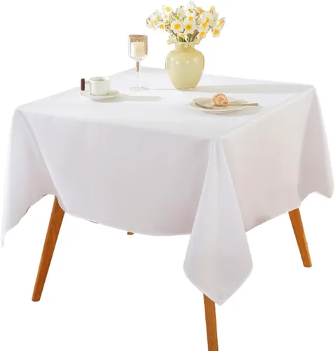 Vista 38 de Paquete de 2 Manteles Redondos de 120 Pulgadas de Carbón, Mantel de Poliéster Lavable para Uso en el Hogar, Fiestas, Bodas o Restaurantes. Gris