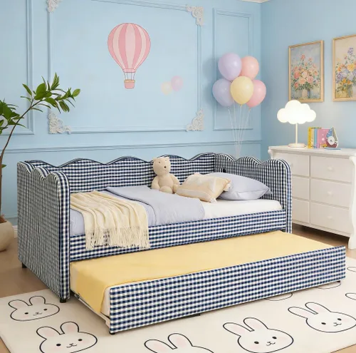 Vista 17 de Bellemave Cama diurna tamaño twin con nido para adultos, niños, niñas, adolescentes, camas diurnas con nido para sala de estar, terciopelo, beige