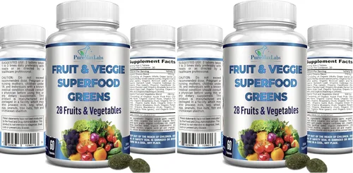 Vista 7 de Verdes superalimentos de frutas y verduras - 28 frutas y verduras con alfalfa, hierba de cebada, espirulina, raíz de remolacha, cereza ácida