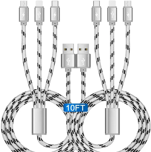 Vista 9 de ASICEN Cable de carga múltiple 3 en 1, cable de carga múltiple trenzado, cable de carga USBC, cable de carga USB universal con puerto tipo C/micro