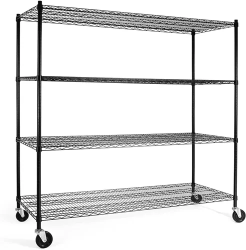Vista 10 de CAPHAUS Estantería de alambre de grado comercial NSF con ruedas, patas niveladoras y forros, estante de metal para almacenamiento, 36 x 18 x 76, 5