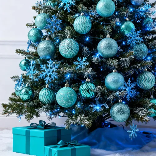 Vista 6 de LANGXUN 36 piezas de esferas de decoración de árbol de Navidad azul ácido, bolas de Navidad, decoración de Navidad 2025, adornos de Navidad