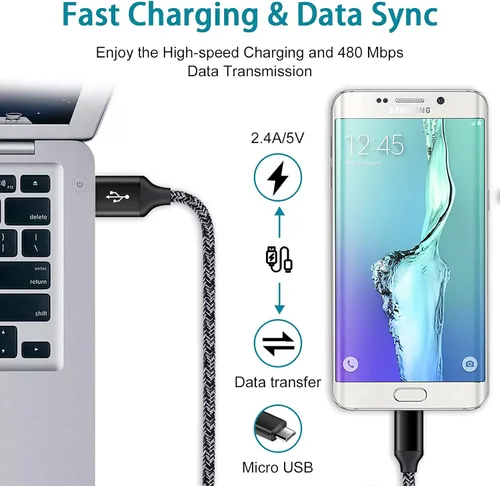 Vista 4 de Micro Cargador Teléfono Cables Android para Samsung Galaxy A9 Star Lite, C8 J8 J7