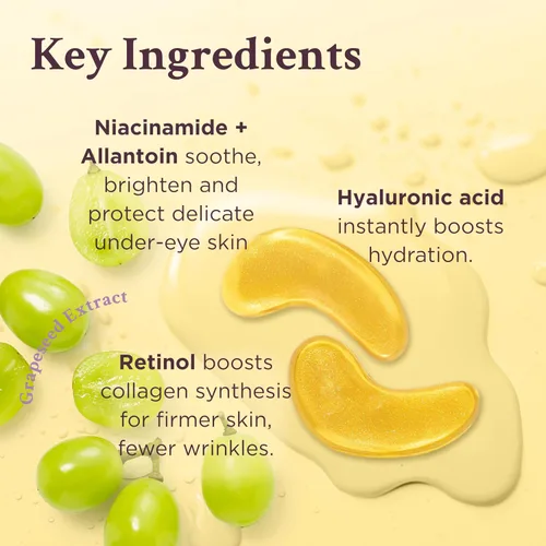 Vista 4 de MATKAS Retinol Renewal Gold - 20 pares, los mejores parches para ojos hinchados y ojeras, parches de colágeno debajo de los ojos para mujeres