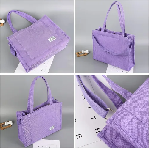 Vista 3 de Valleycomfy Bolsos de mano de pana casuales vintage para mujer, bolso cruzado para mujer, bolso de hombro de viaje, bolso ecológico