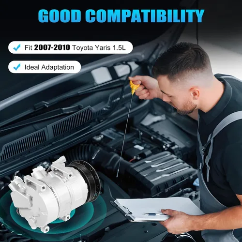 Vista 3 de Compresor de aire acondicionado y embrague para Toyota Yaris 1.5L 2007 2008 2009 2010 CO 11078C, aire acondicionado compresor de CA y Cluth CO