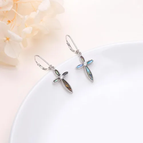 Vista 77 de Aretes colgantes de filigrana de plata de ley 925, margarita, loto, flor de rosa, piedra lunar, lágrima para mujer, nudo celta infinito, margarita