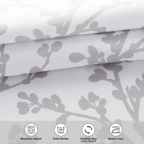 Vista 3 de DriftAway Cenefas opacas de 18 pulgadas gris y blanco para ventanas, dormitorio, sala de estar, bolsillo para cortinero, árbol de granja, rama