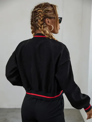 Vista 2 de Verdusa Chaqueta bomber de manga larga con estampado de letras para mujer