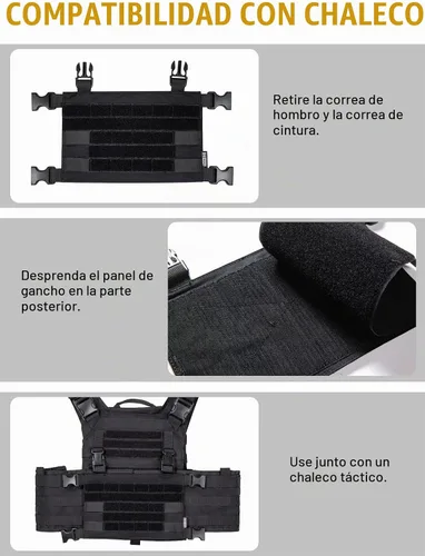 Vista 4 de ONETIGRIS ROC Chest Rig Panel modular táctico con correa de hombro extraíble y correa de cintura