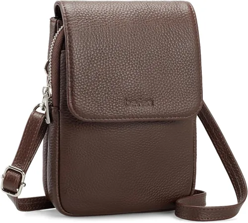 Vista 20 de befen Bolsos cruzados pequeños de cuero genuino para mujer, bolsa cruzada para teléfono celular con ranuras para tarjetas de bloqueo RFID