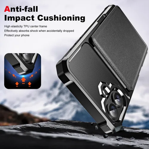 Vista 6 de Dteck Funda para iPhone 16 de 6.1 pulgadas 2024, funda de piel sintética con cierre de botón magnético, ranuras para tarjetas de crédito, función