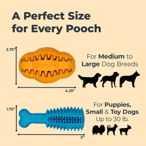 Vista 4 de Oxyfresh Juguete dental masticable para perros, el mejor juguete de limpieza de dientes de perro, un simple juguete de mordida y cepillo que ayuda a