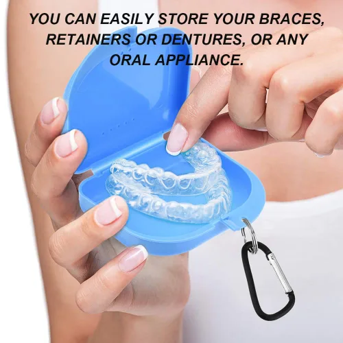 Vista 7 de AKOAK 2 fundas de almacenamiento de protección oral, funda de almacenamiento de dentaduras postizas, con orificio de ventilación, adecuada