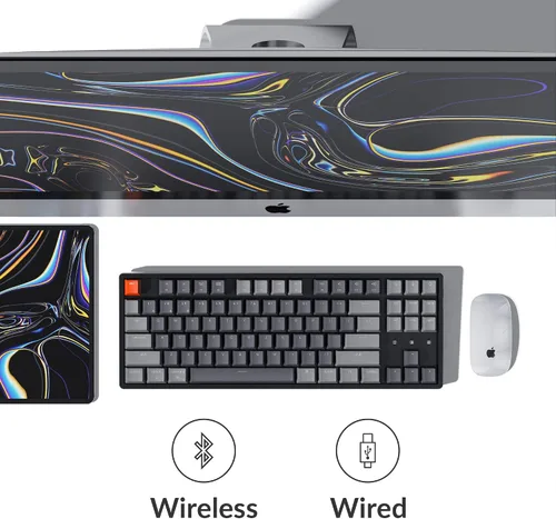 Vista 2 de Keychron K8 Tenkeyless Teclado mecánico inalámbrico para Mac Bluetooth RGB retroiluminación multitarea tipo C con cable TKL Gaming Keyboard