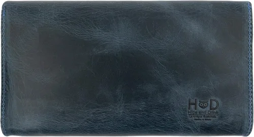 Vista 2 de Hide Drink Bolso de mano con asa hecho a mano de cuero de grano completo - Cartera para tarjetas dinero bolso elegante libro de bolsillo