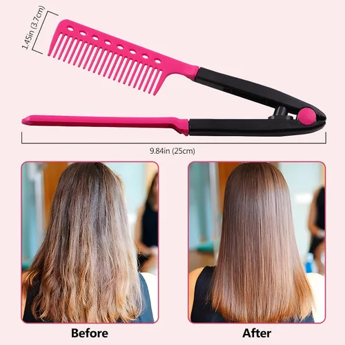 Vista 5 de Juego de alisado de cabello, paquete de 2 peines de hierro plano para hermosos tresses, alisador con agarre firme, ideal para cabello nudoso
