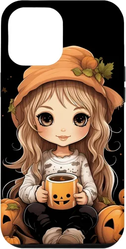 Vista 25 de Chibi Girl Anime Kawaii Pumpkin Spice Latte Fall Halloween Case for iPhone 16