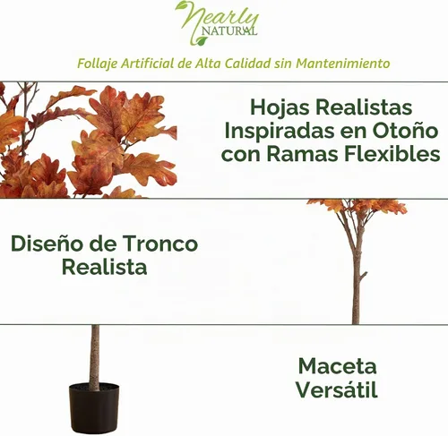 Vista 2 de Nearly Natural Árbol de otoño artificial de roble otoñal de 5 pies