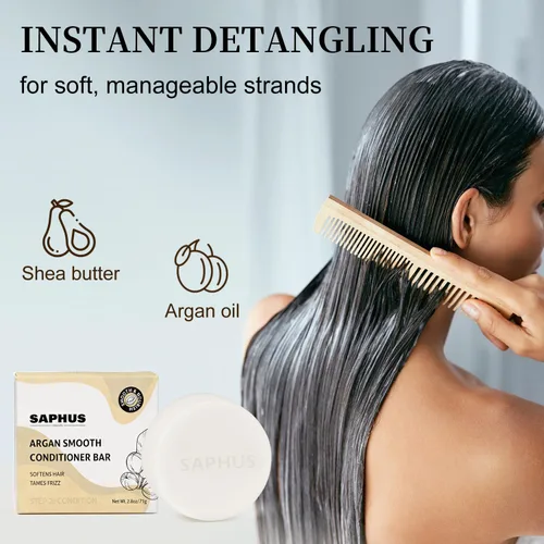 Vista 6 de Juego de barra de champú y acondicionador de argán con aceite de romero – Dúo sólido fortalecedor y voluminizador para cabello fino o adelgazante